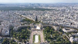View of Paris from Top of Eiffel. Please note that you will have to climb around 600 steps to reach First floor of the tower and from there, you ahve lifts that will take you to the top. You can spend as much time as needed on the top. however its crowded heavily almost all the time.