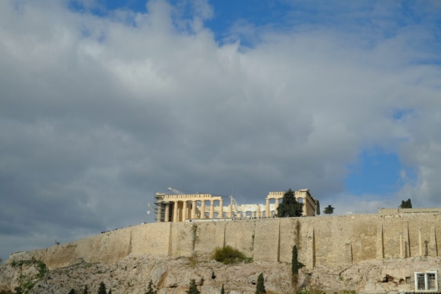 View of Pathenon on top of Acropolis, Athens, Greece