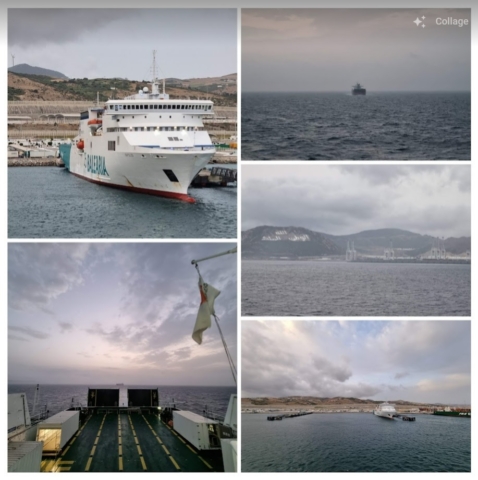 Ferry reaching Moroccan port